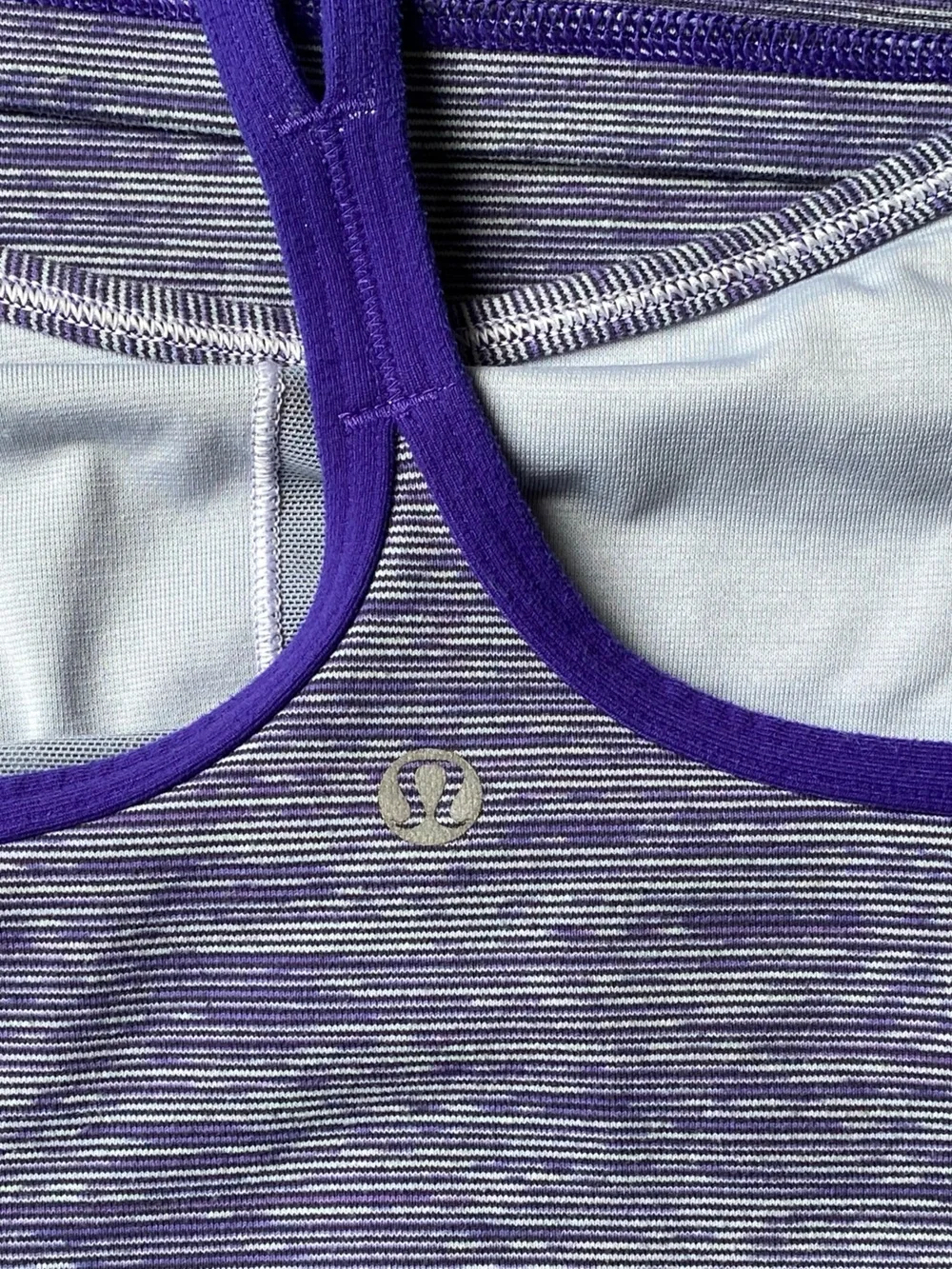 Lululemon Power Y Tank Top Purple Space Dye Heathered Built-In Shelf Bra Size 8